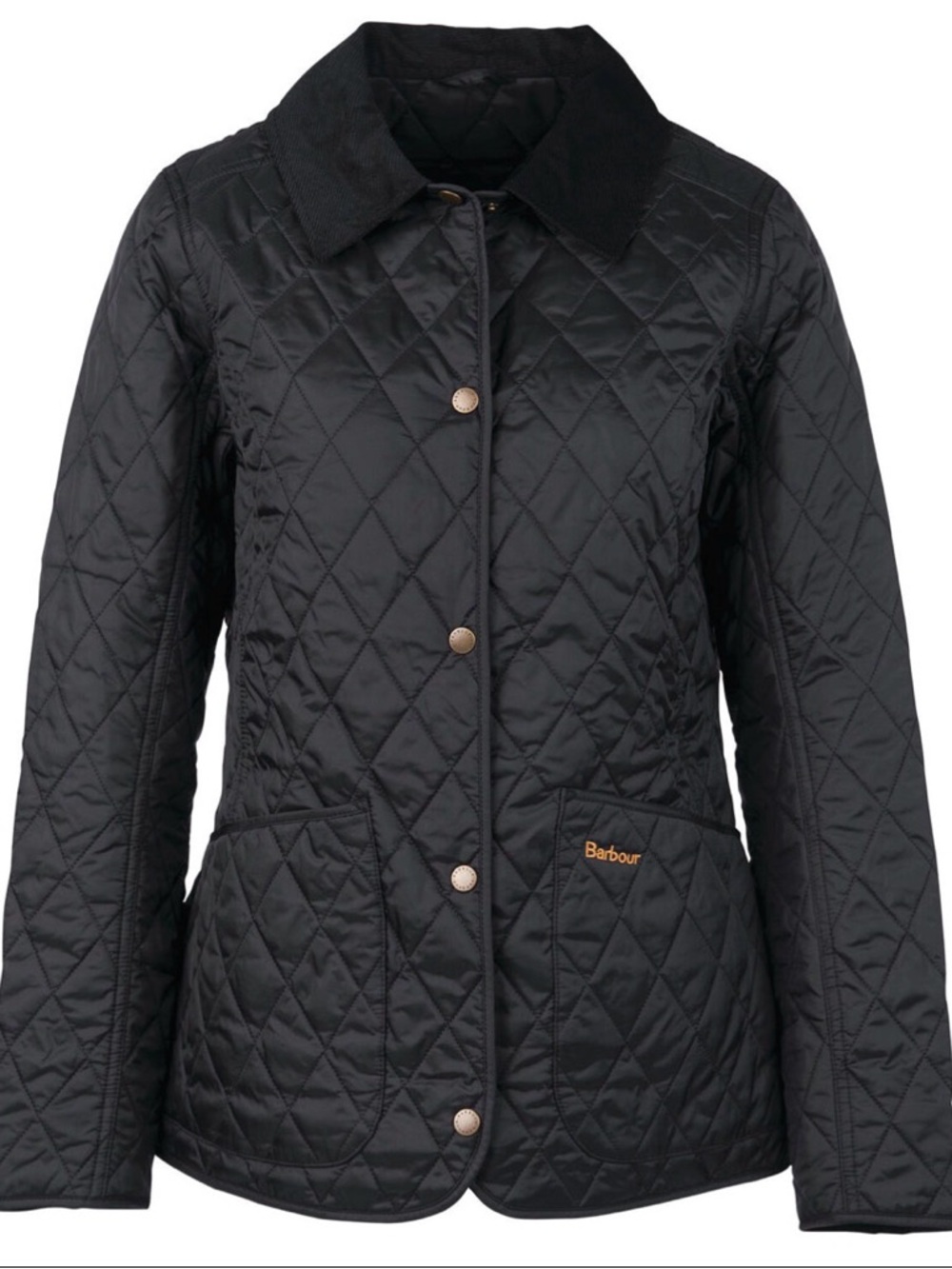 Barbour Black Quilted Utility Jacket with Cord Collar - Annandale quilted jacket
